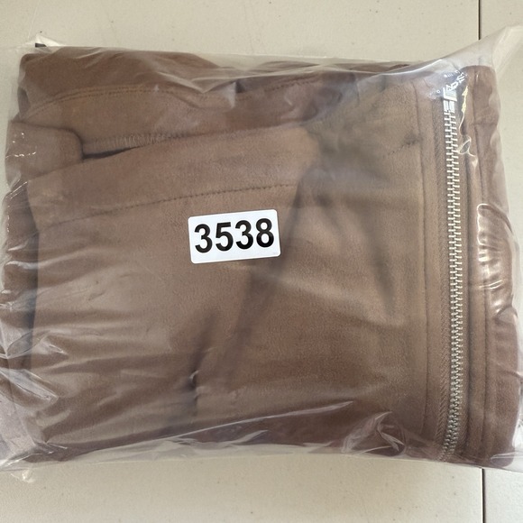 LC Lauren Conrad Moto Jacket Women 1X Brown Faux Suede Asymmetrical Zip - Picture 14 of 14